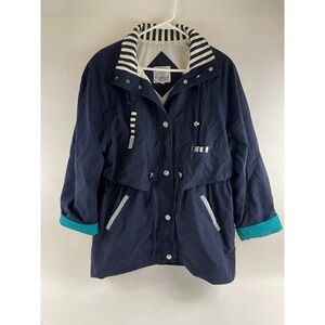 Be in the current seen Jacket Women's Size Small Navy Blue Oversized Vintage